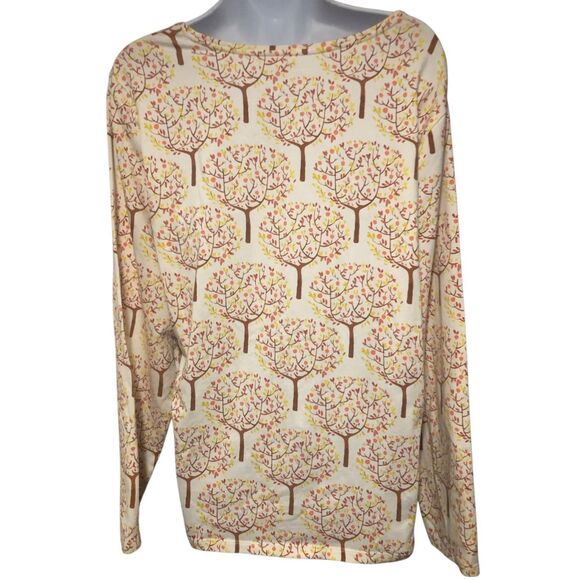 Talbots Women White w/Tree & Floral Print Cotton Jersey Knit Blouse size 2X - Picture 2 of 8